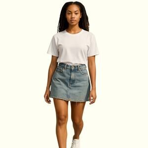 91 Cotton On A Line Mini Skirt High Waisted with frayed hem Size 4